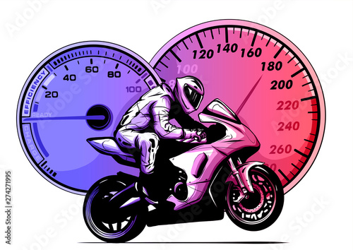 vector illustration Sport superbike motorcycle with struments