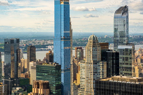 Midtown and Upper West Side skyscrapers view from rooftop Rockefeller Center