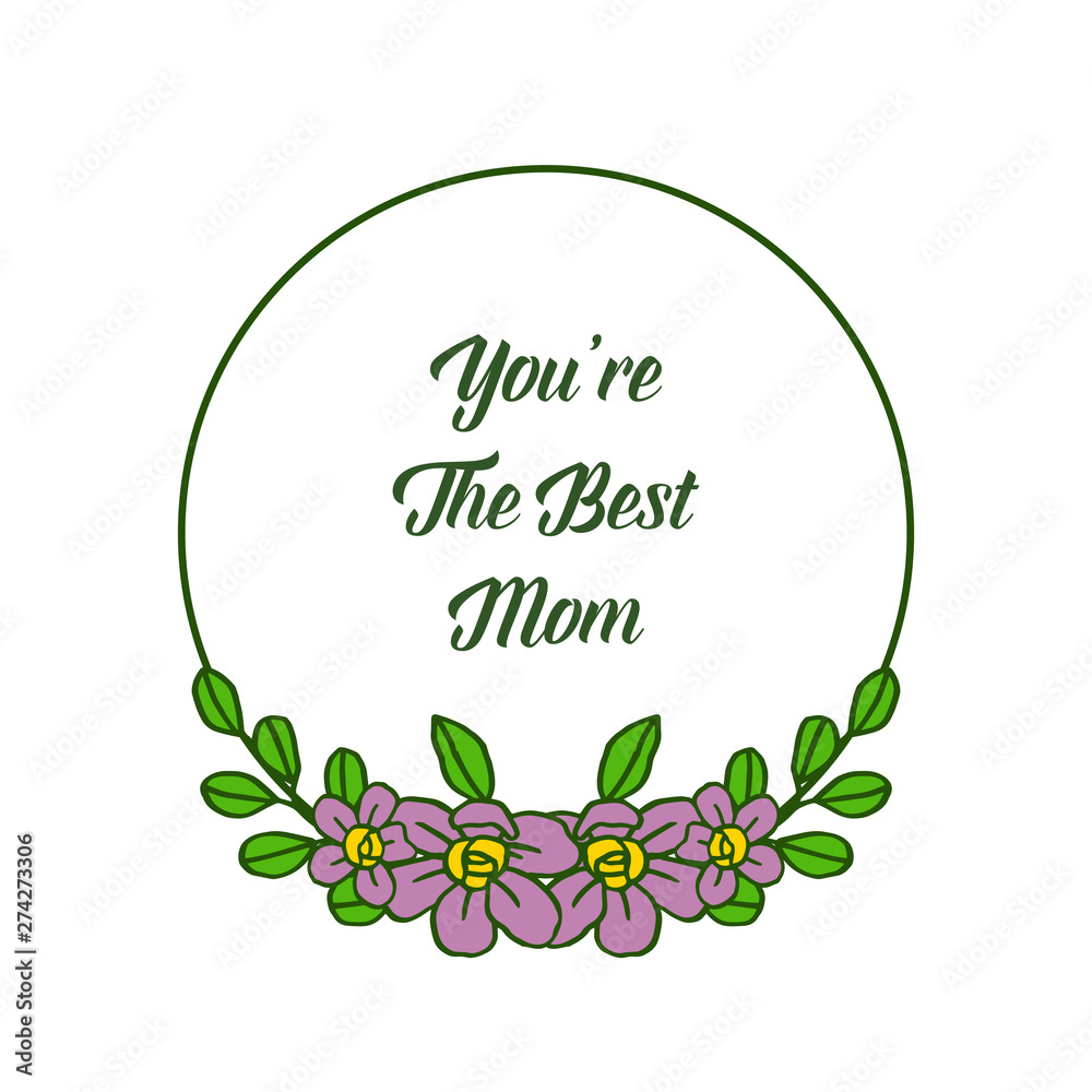 Vector illustration various elegant purple flower frame for decor of card best mom