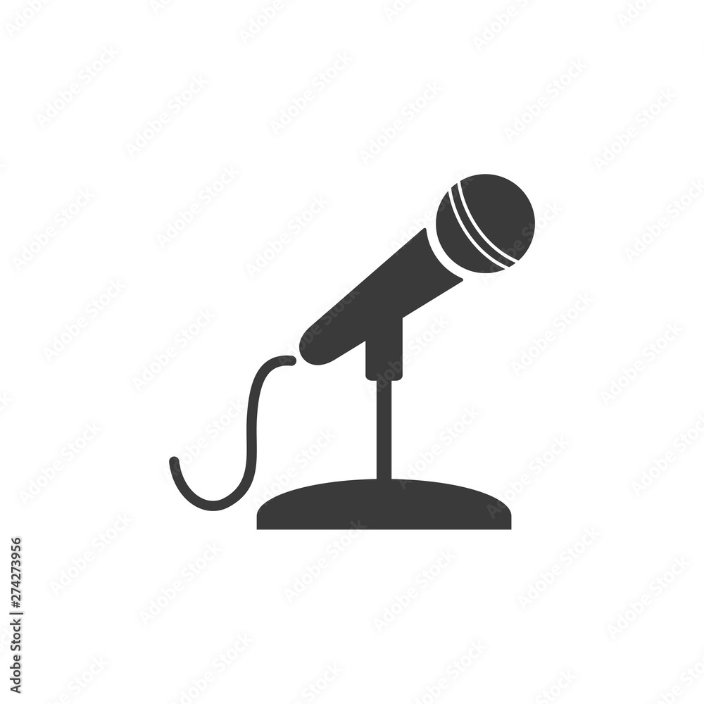 Microphone icon template black color editable. Microphone symbol Flat vector sign isolated on