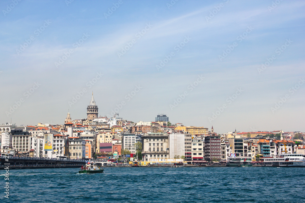 Cityscape architecture of Beyoglu district with Galata tower, Istanbul skyline
