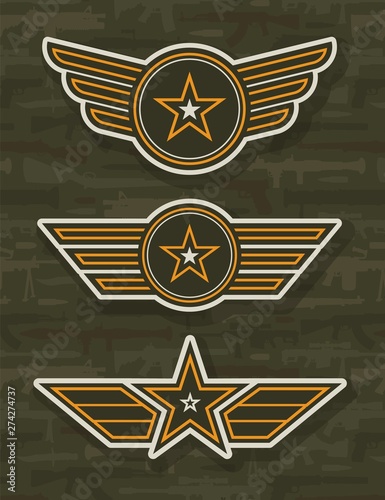 Vintage military and army badges