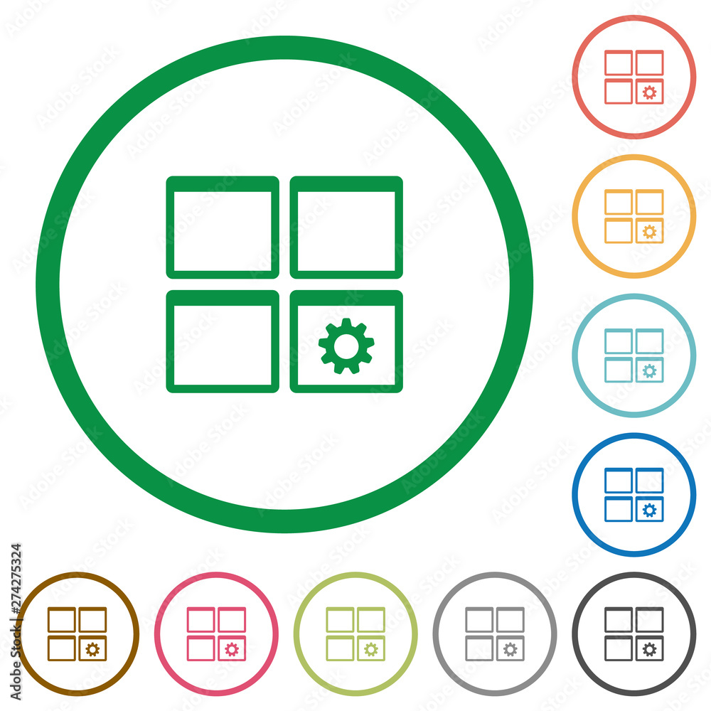 Dashboard settings flat icons with outlines Dashboard settings flat icons with outlines
