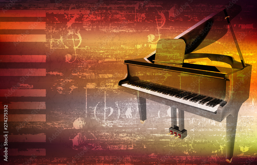 abstract grunge piano background with grand piano vector de Stock | Adobe  Stock