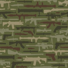 Fototapete Militärmuster Militärwaffen Muster im Retro Design  © DGIM studio