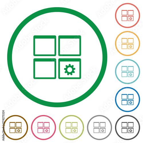 Dashboard settings flat icons with outlines