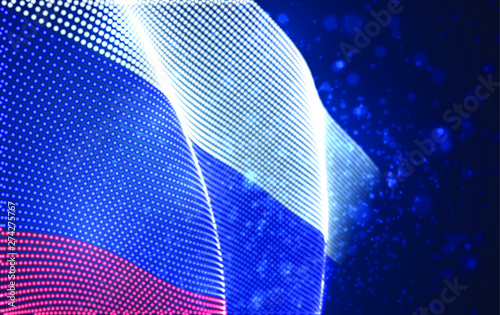 Vector bright glowing country flag of abstract dots. Russia