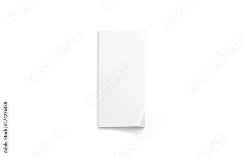 Tablou pe pânză Blank white narrow close magazine mockup, a6 top view, 3d rendering, isolated