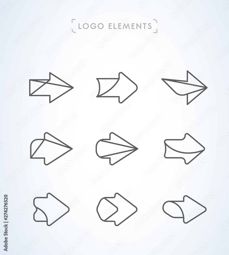 Set of line arrows. Logo icon collection 01. Vector illustration on white background Set of line arrows. Logo icon collection 01. Vector illustration on white background
