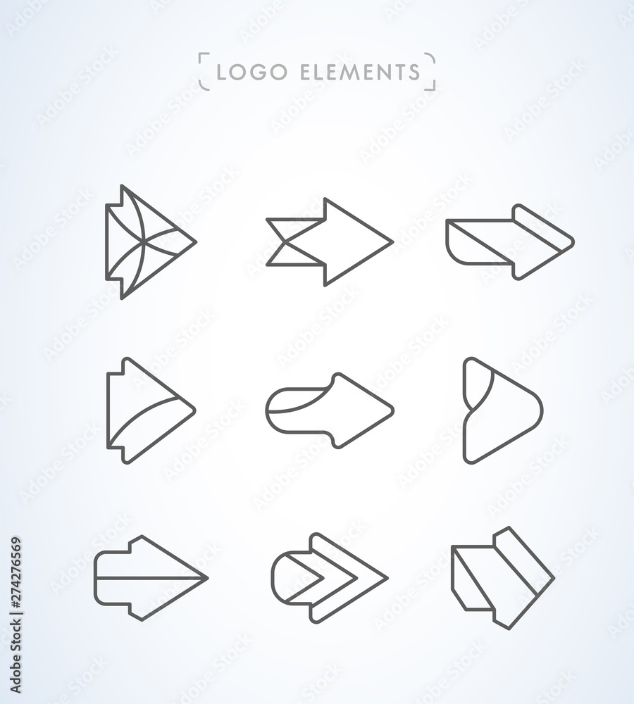 Set of line arrows. Logo icon collection 02. Vector illustration on white background Set of line arrows. Logo icon collection 02. Vector illustration on white background