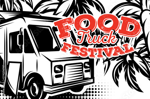 Vector illustration with design elements for advertising street food festival