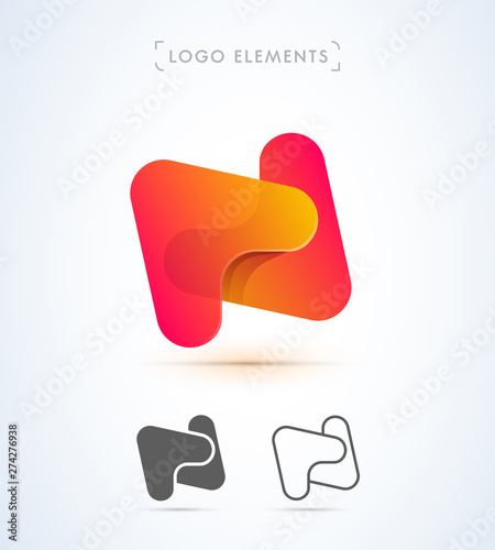 Vector abstract letter N logo icon design. 3d material design app icon photo
