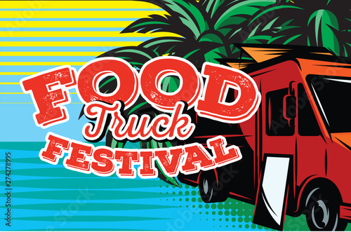 Vector illustration with design elements for advertising street food festival
