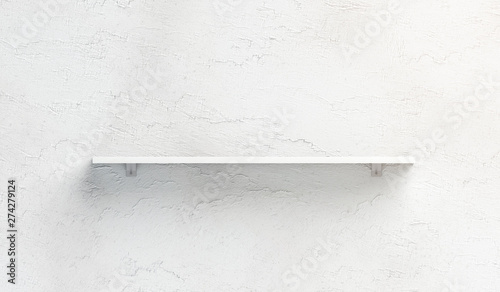 Принти на полотні Blank white book shelf mock up mounted on wall, front view, isolated, 3d rendering
