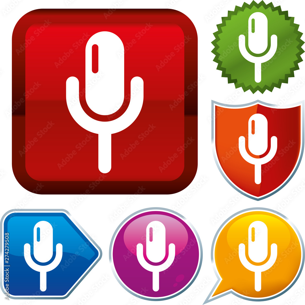 Set shiny icon series on buttons. Microphone. Set shiny icon series on buttons. Microphone.