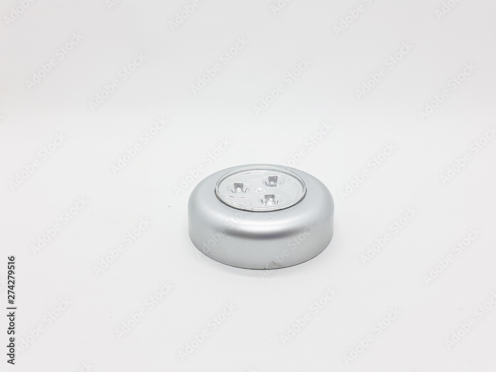 Round Circle Shape Bright Emergency Lamp LED Light Touch and Stick in White Isolated Background Round Circle Shape Bright Emergency Lamp LED Light Touch and Stick in White Isolated Background
