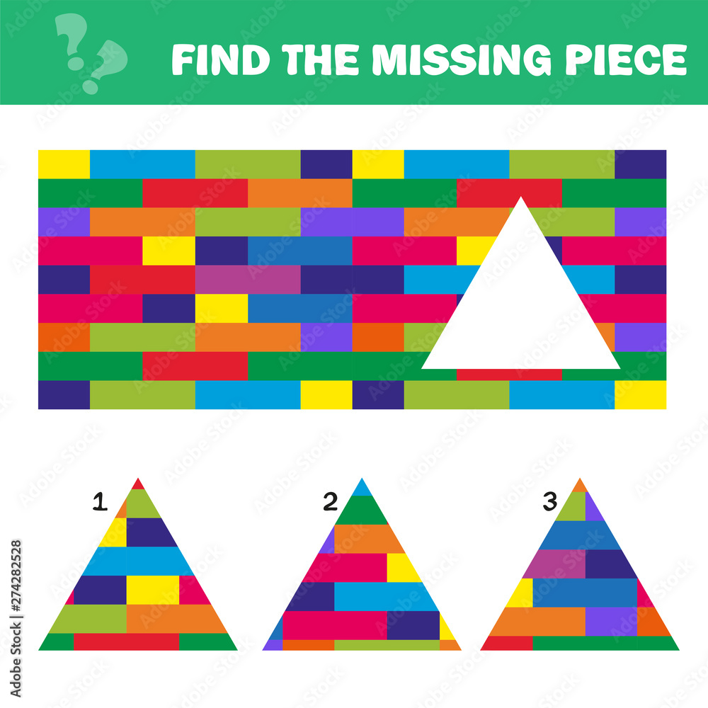 Visual logic puzzle with blocks. Find missing piece - Puzzle game for Children. Worksheet for kids. Visual logic puzzle with blocks. Find missing piece - Puzzle game for Children. Worksheet for kids.