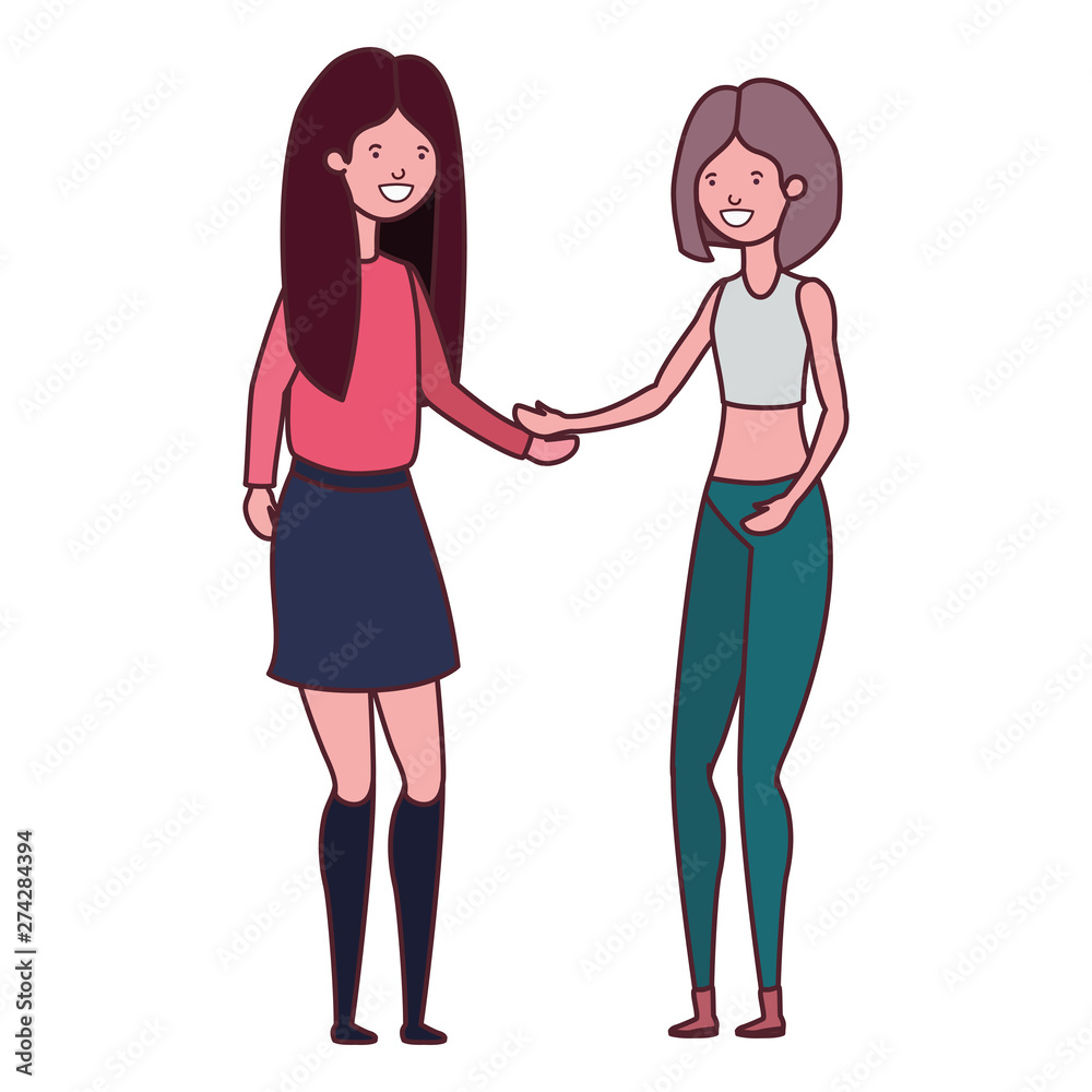 young women in white background avatar character young women in white background avatar character