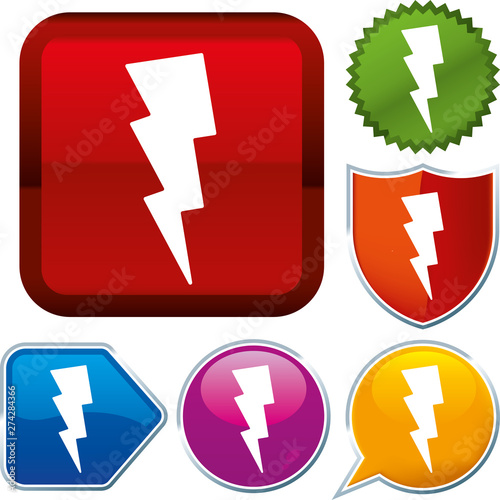 Free Download Set shiny icon series on buttons. Thunder. - GFXLoad
