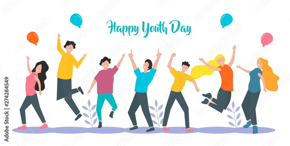 Concept of young people jumping