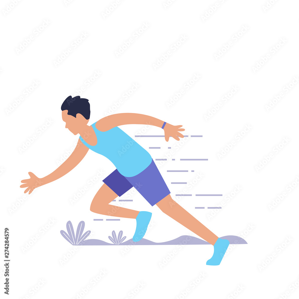 running People, man doing running workout . Healty life concept. People performing sports outdoor activities. Cartoon illustration running People, man doing running workout . Healty life concept. People performing sports outdoor activities. Cartoon illustration