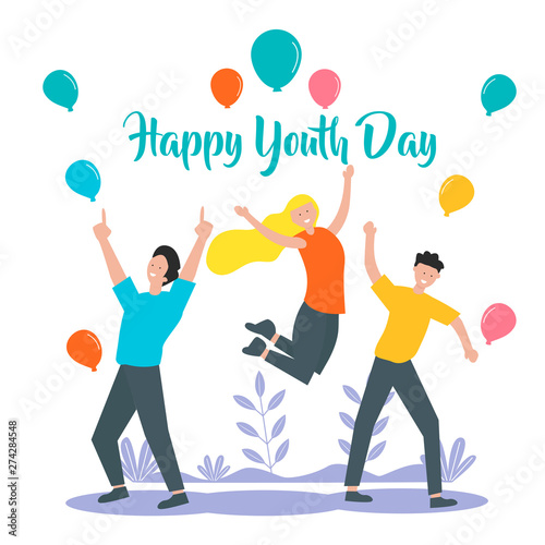 Happy Youth Day Celebration with young Boy and Girl