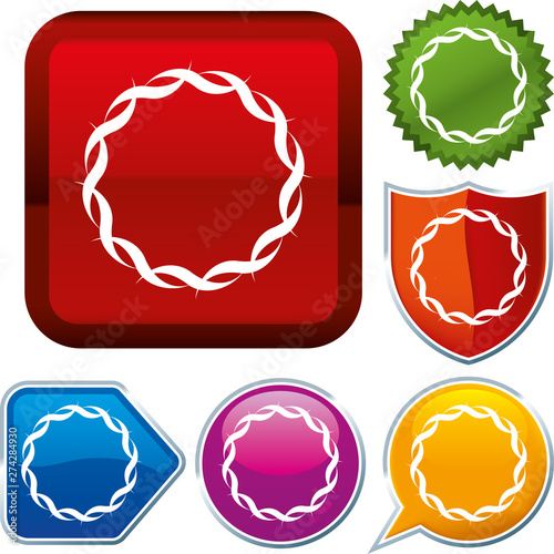Set shiny icon series on buttons. Wave circle.