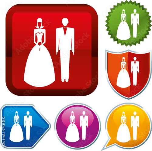 Set shiny icon series on buttons. Wedding.