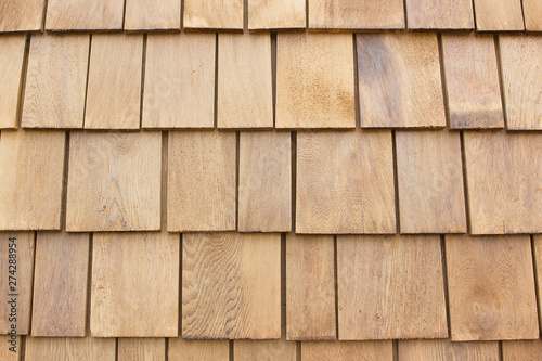 Brown wooden roof.shingles.