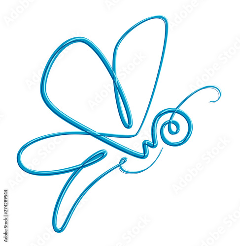 Blue butterfly a white background