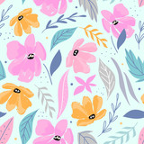 Hand drawn floral seamless pattern for textile, print. Summer floral background.