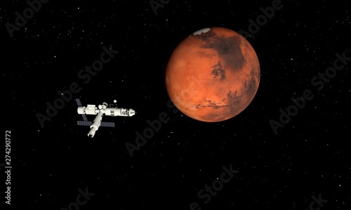 Fototapeta Naklejka Na Ścianę i Meble -  Mars. Astronomy and science concept. Space theme. 3d Illustration.