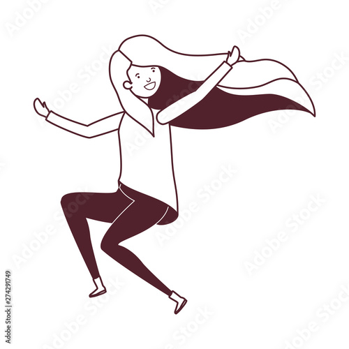 silhouette of dancing woman in white background