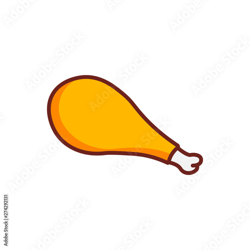 Fried chicken icon illustration isolated vector sign symbol. Chicken leg, drumstick, thighs icon vector