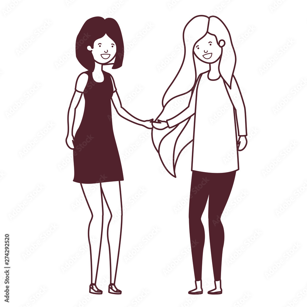 silhouette of young women in white background silhouette of young women in white background
