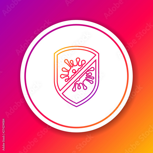 Color line Stop virus, bacteria, germs and microbe icon isolated on color background. Antibacterial and antiviral defence, protection infection. Circle white button. Vector Illustration