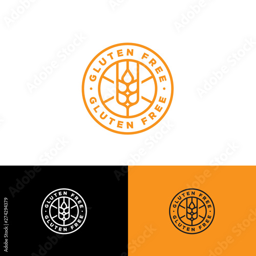 Gluten free vector icon. The spikelet cross out on round badge. No gluten, gluten free circle label or sticker.