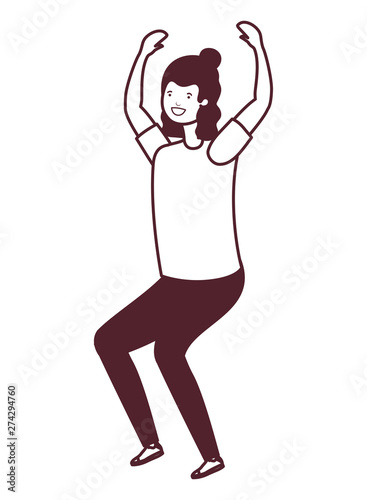 silhouette of young man dancing in white background