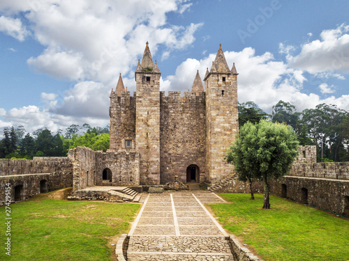 Santa Maria da Feira Castle in Portugal, a testament to the military architecture of the Middle Ages and an important point in the Portuguese Reconquista.