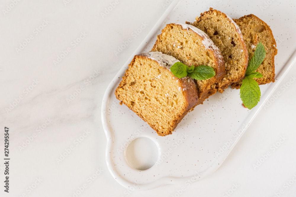 Mediterranean breakfast with carrot cake, cherry and coffee. Mediterranean breakfast with carrot cake, cherry and coffee.