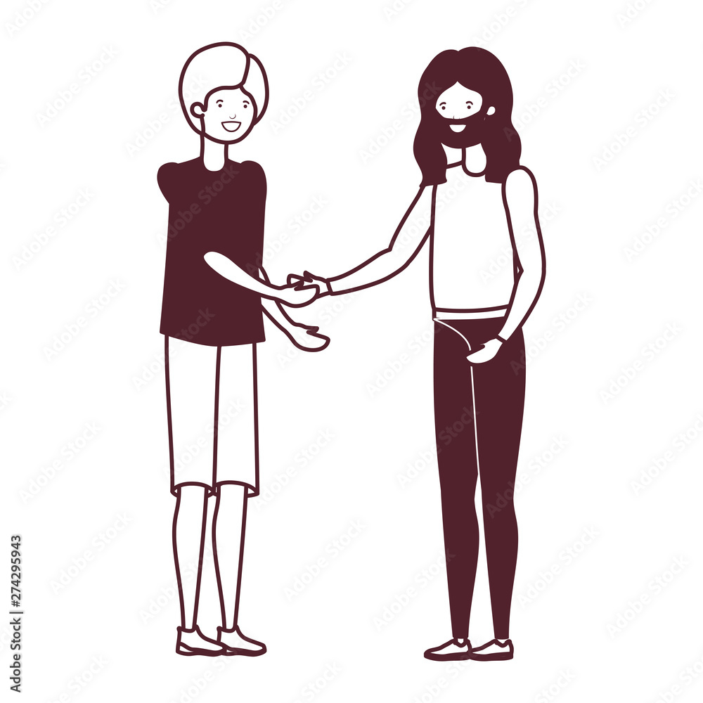 silhouette of young men standing in white background