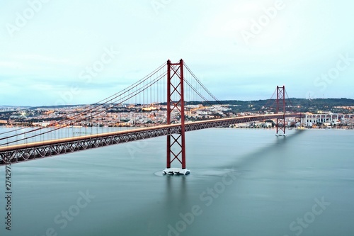 25 of April Bridge over Tagus River in Lisbon, Portugal