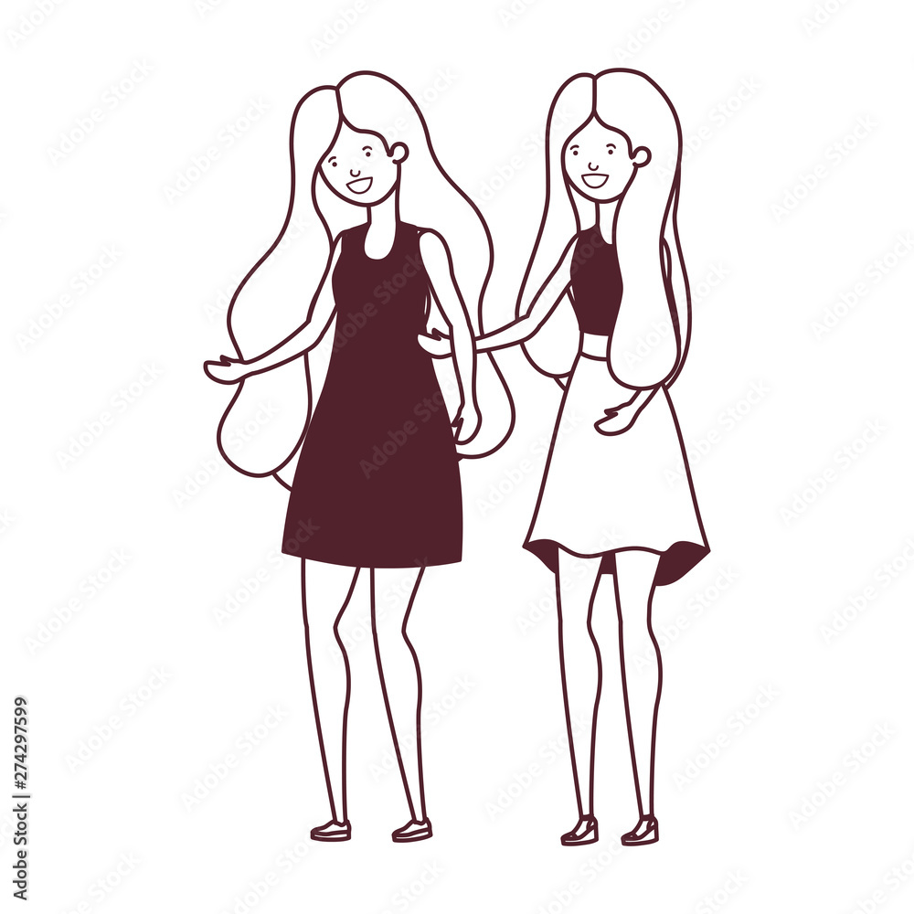 silhouette of young women in white background silhouette of young women in white background