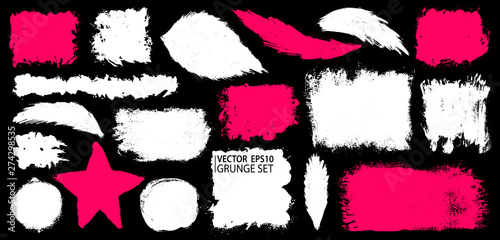 Grunge set. Detailed textures. Paint stain. Ink splash. Strokes. Splatter. Grunge backgrounds collection. Place for text or logo.