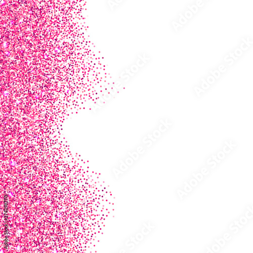 Pink glitter texture border over white background