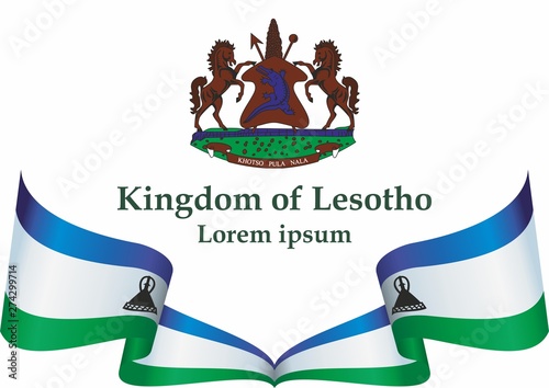 Flag of Lesotho, Kingdom of Lesotho. Template for award design, an official document with the flag of Lesotho. Bright, colorful vector illustration. photo