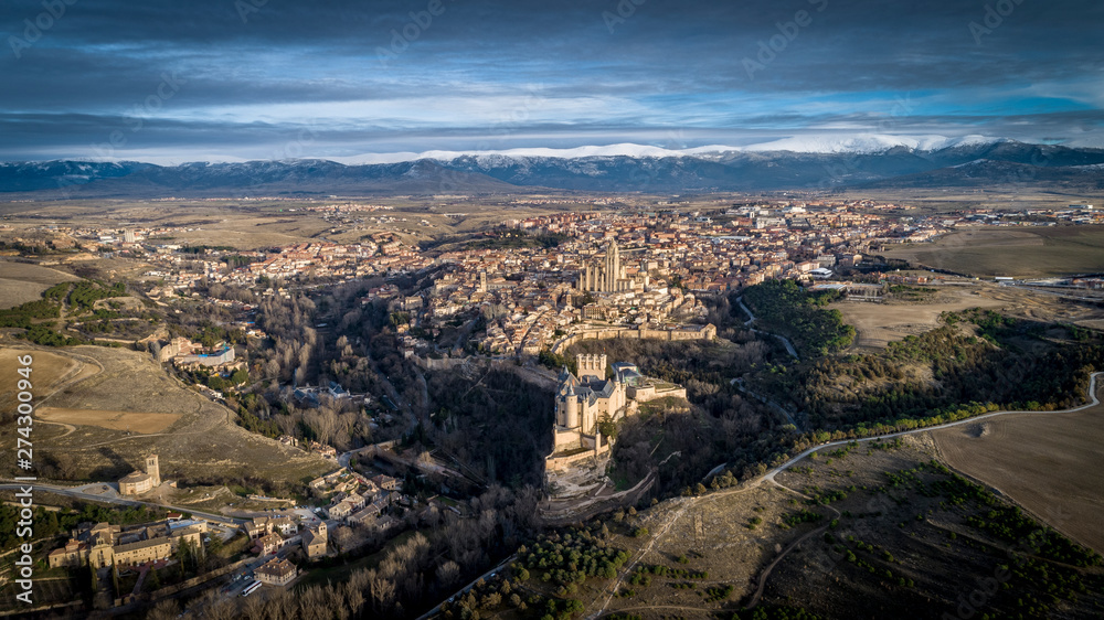Aerial view city of Segovia_Spain Aerial view city of Segovia_Spain