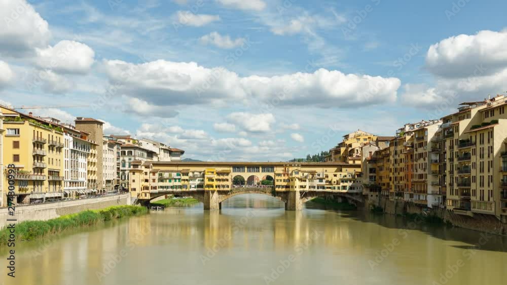 Time Lapse of the historic Ponte Vecchio bridge over the Arno River in Florence Italy Time Lapse of the historic Ponte Vecchio bridge over the Arno River in Florence Italy