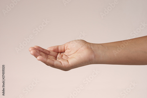 Canvas-taulu Isolated woman hand asking