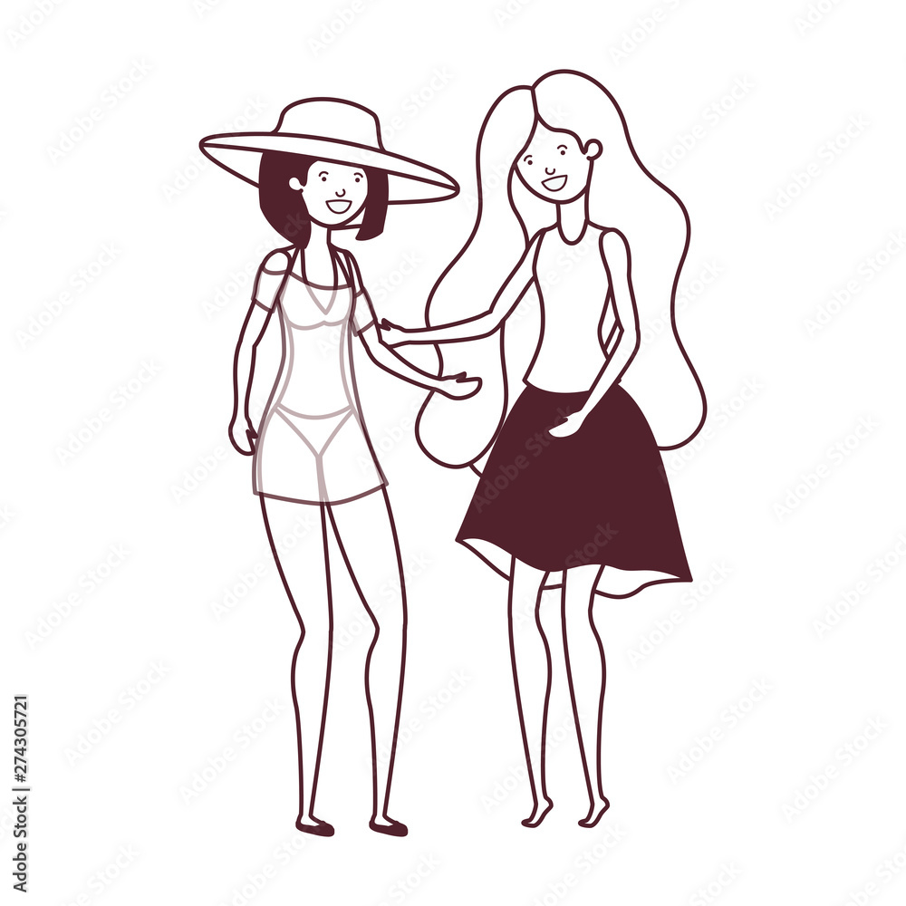 silhouette of dancing women in white background silhouette of dancing women in white background